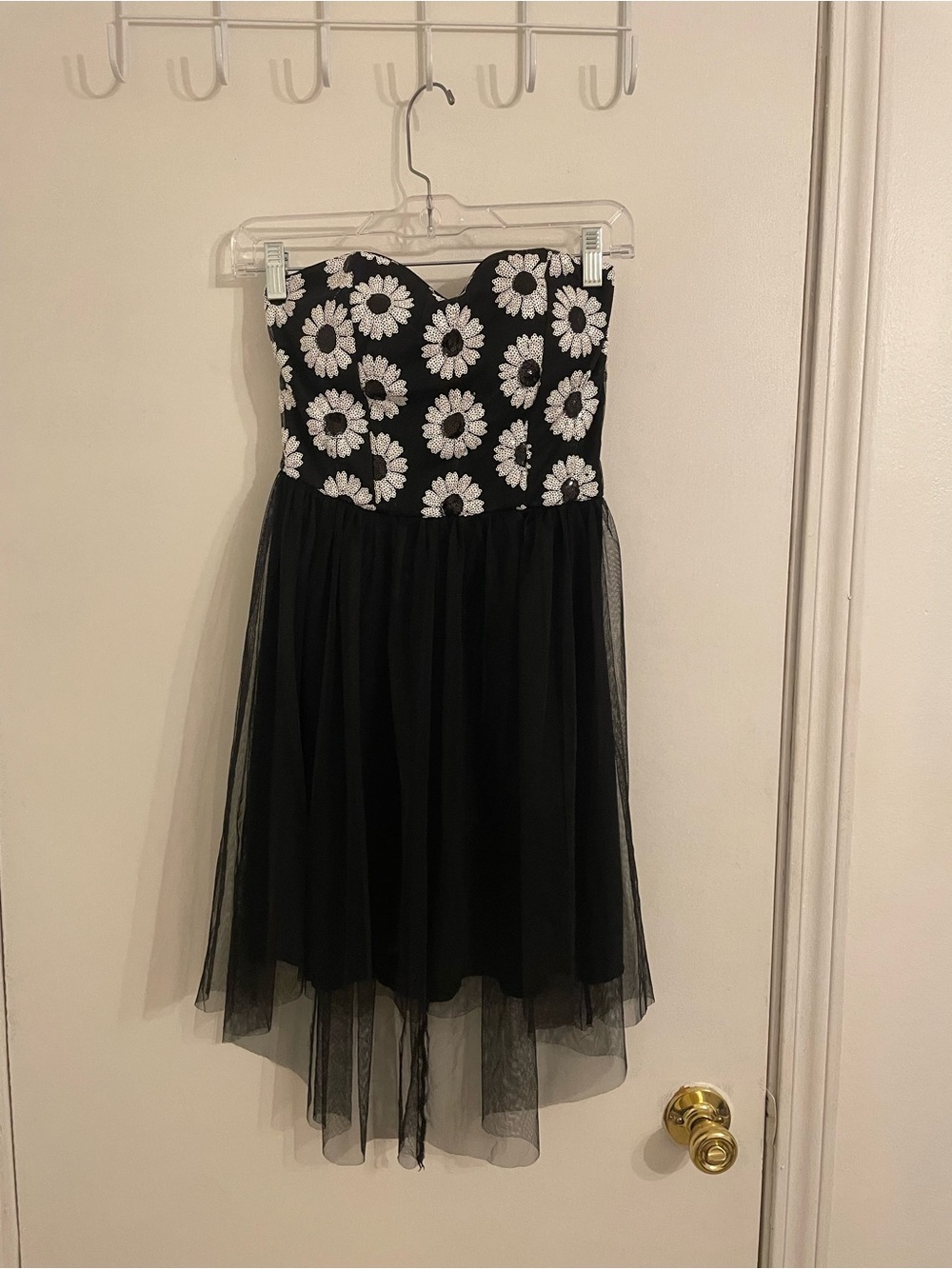 dELiA*s Black Strapless Dress with White Daisy Bodice
